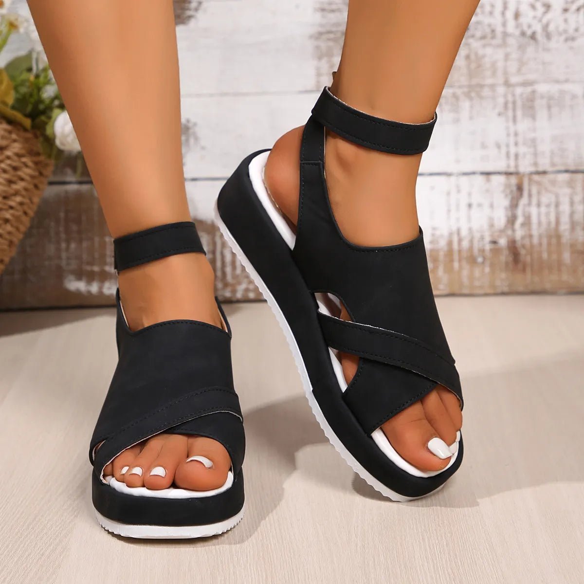 Platform Ankle Strap Comfort Sandals - Plush Fashion Hub
