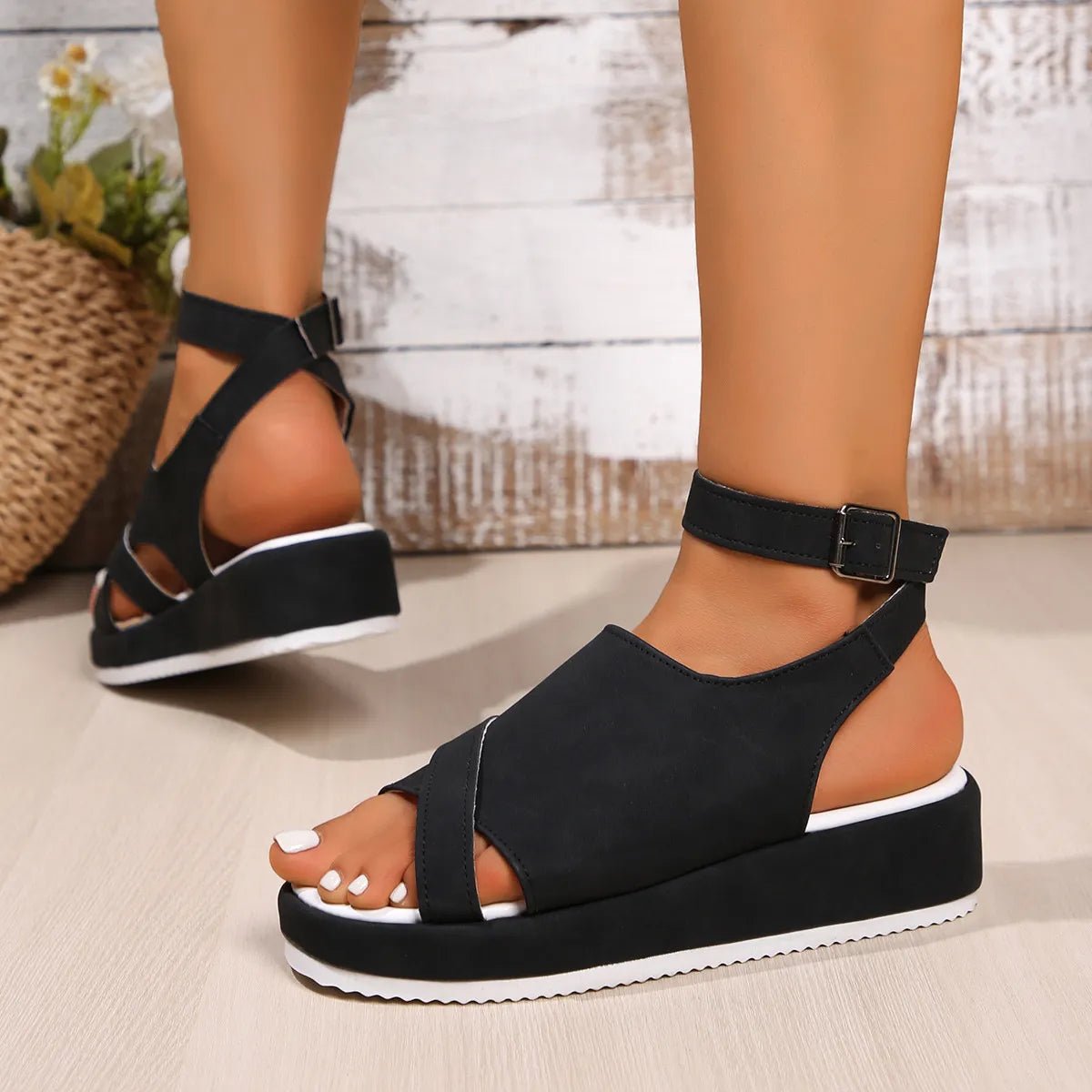 Platform Ankle Strap Comfort Sandals - Plush Fashion Hub