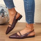 Women's pointed toe slingback sandals in faux leather, stylish and elegant shoe by Trendsi.
