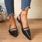 Women's pointed toe slingback sandals in faux leather, stylish and sophisticated shoe by Trendsi.