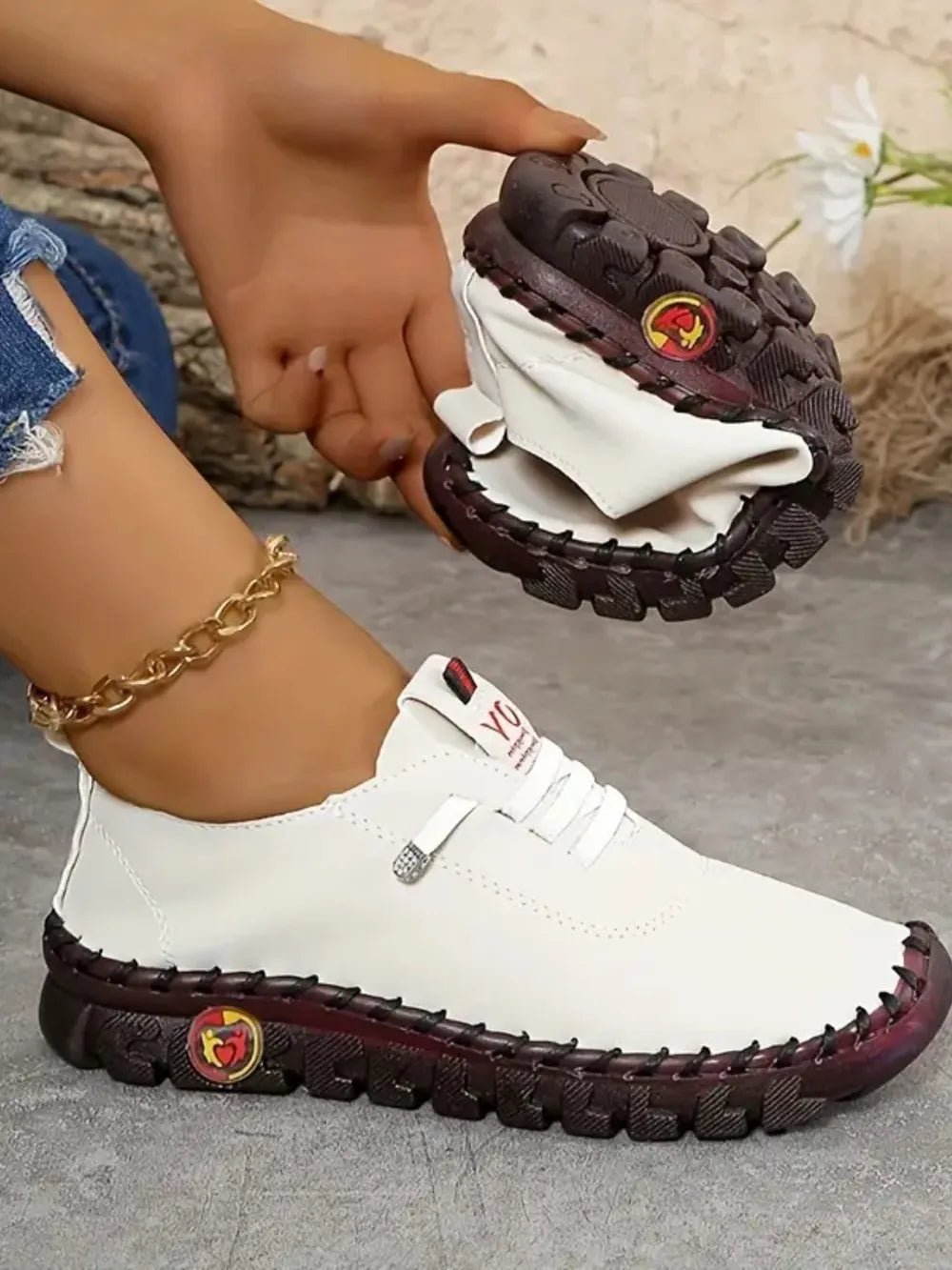 PU Leather Round Toe Slip - Ons - Plush Fashion Hub