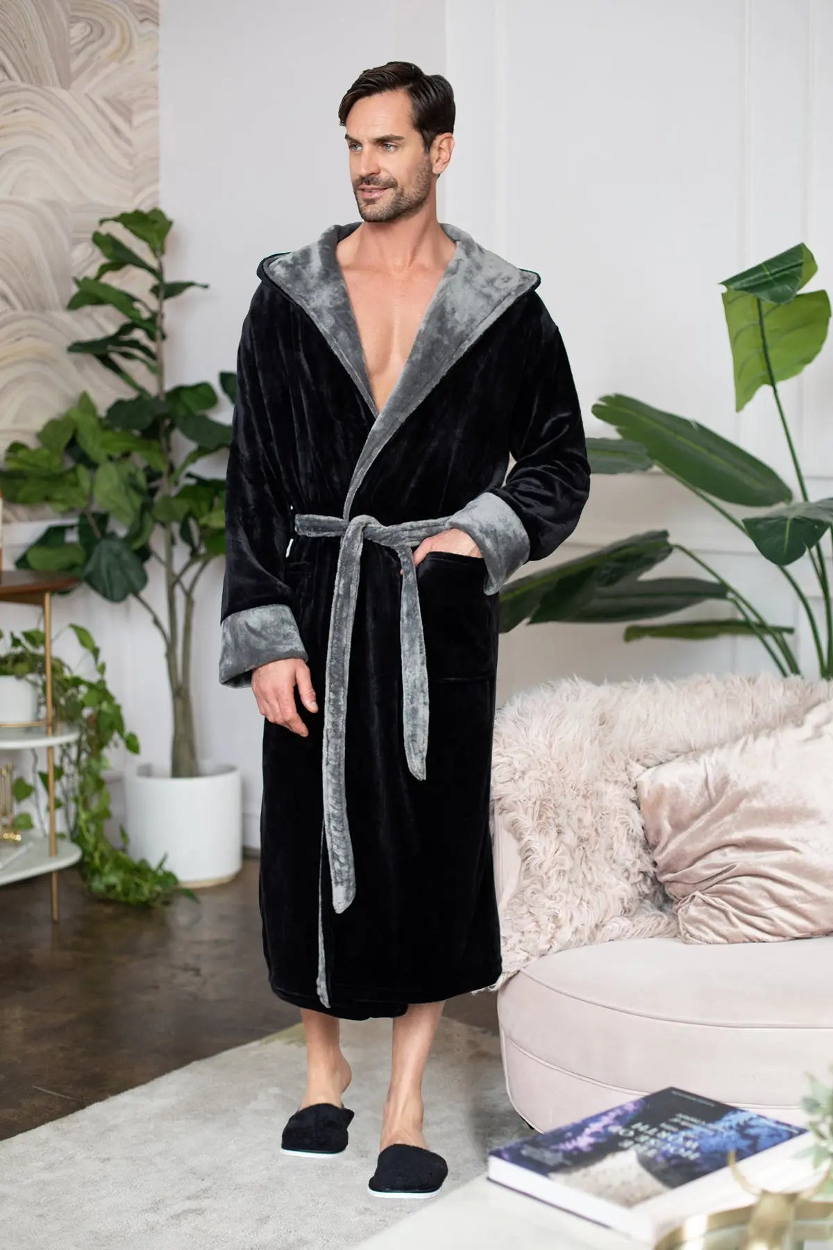 Men’s Robe with Hood – Ultra-Soft Plush Comfort for Everyday Use Lotus Linen