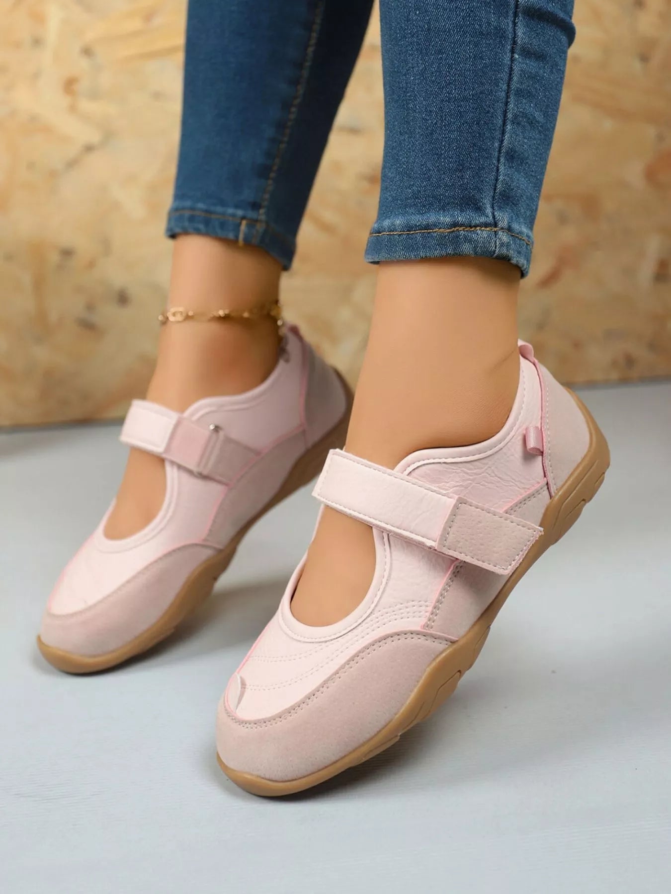 Round Toe Flats Velcro Strap Loafers - Plush Fashion Hub