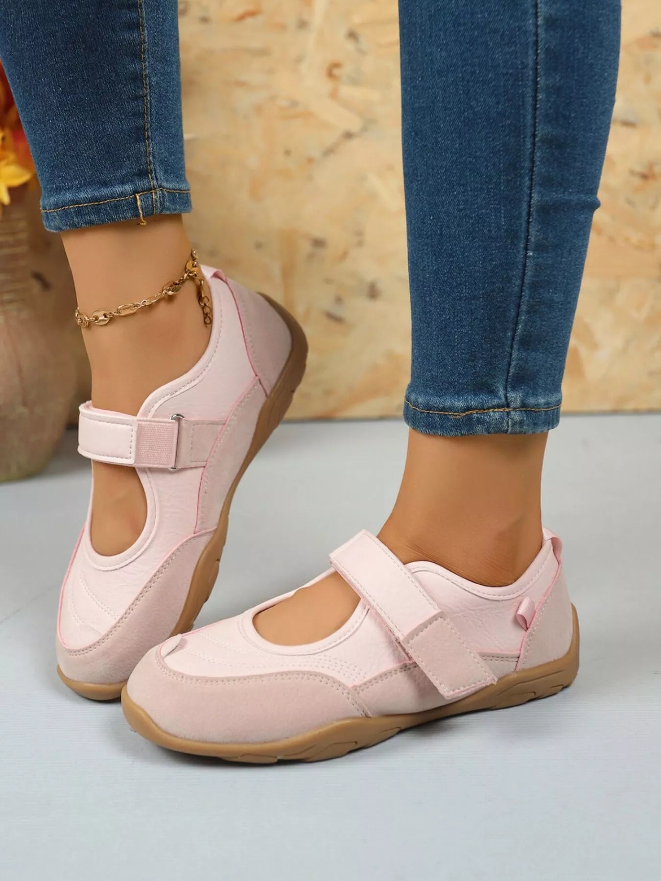 Round Toe Flats Velcro Strap Loafers - Plush Fashion Hub