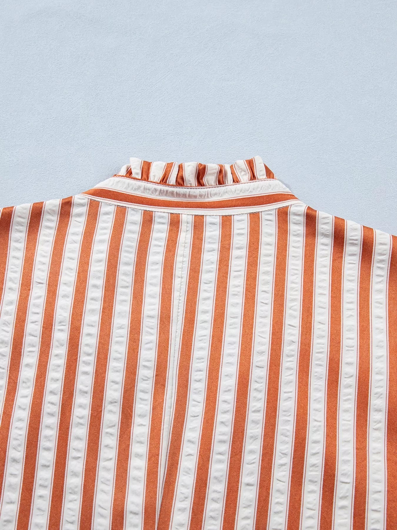 Stripe Pinched V - Neck Mini Dress with Turn - up Cuffs and Pockets - Plush Fashion Hub
