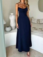 Tie Front Spaghetti Strap Maxi Dress | Sleeveless Summer Casual Long Dress - Plush Fashion Hub