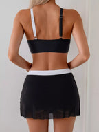 Two - Tone Cami and Skort Swim Set - Women's Stylish Two - Piece Swimwear - Plush Fashion Hub