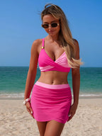 Two - Tone Cami and Skort Swim Set - Women's Stylish Two - Piece Swimwear - Plush Fashion Hub