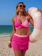 Two - Tone Cami and Skort Swim Set - Women's Stylish Two - Piece Swimwear - Plush Fashion Hub