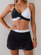 Two - Tone Cami and Skort Swim Set - Women's Stylish Two - Piece Swimwear - Plush Fashion Hub