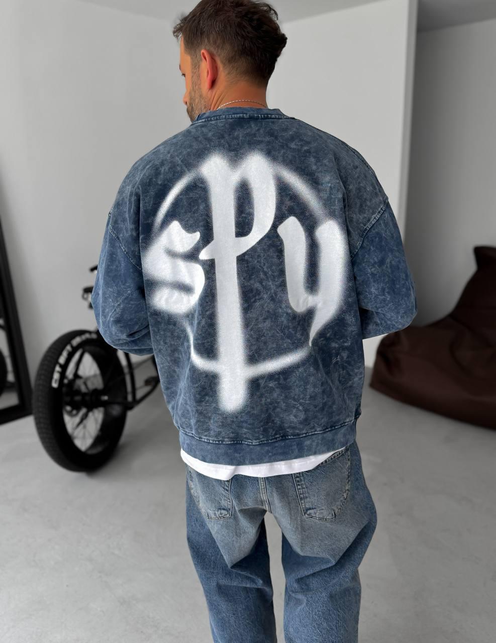 Unisex Oversize Sweatshirt with Pouch Pocket and Spray - Paint Design - Plush Fashion Hub