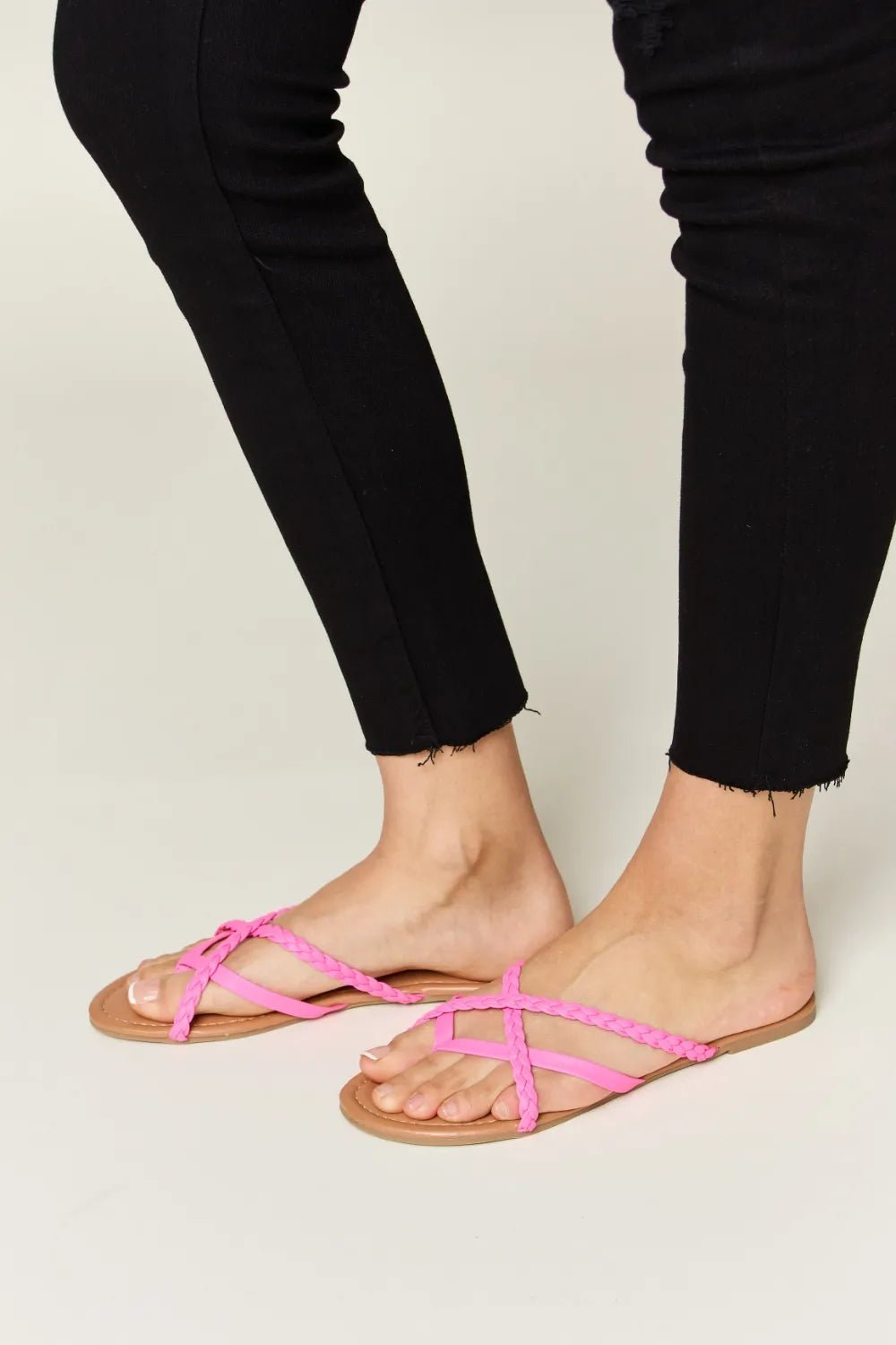 WILD DIVA Crisscross PU Leather Open Toe Sandals - Plush Fashion Hub