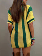 Women's Color Block V - Neck Sweater - Soft Acrylic Knit Pullover - Plush Fashion Hub
