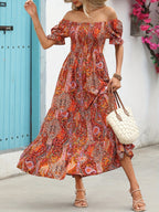 Women’s Paisley One‑Shoulder Maxi Dress - Plush Fashion Hub