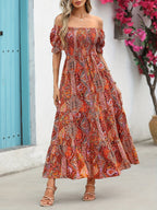 Women’s Paisley One‑Shoulder Maxi Dress - Plush Fashion Hub