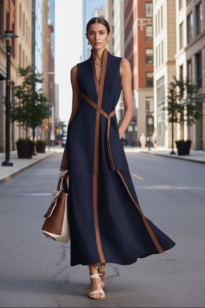 Women's Patchwork Cardigan & Wide Leg Pants Set | Colorblock Linen - Plush Fashion Hub