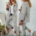 Women’s Plaid Two‑Piece Suit Set - Plush Fashion Hub