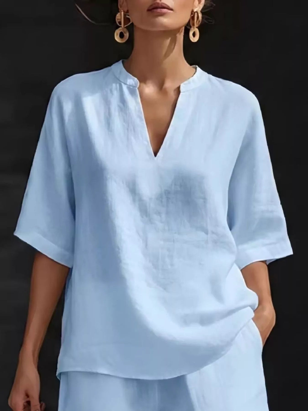 Women's Plus Size Notched Collar Half Sleeve Top and Shorts Lounge Set - Plush Fashion Hub