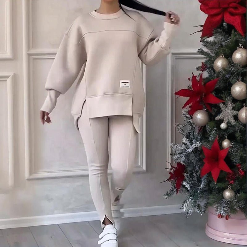 Women's solid color 2-piece casualwear set by FitiqueFit, featuring a comfortable top and matching pants in a vibrant hue.