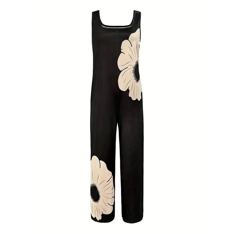 Women’s Square - Neck Floral Sleeveless Jumpsuit - Plush Fashion Hub