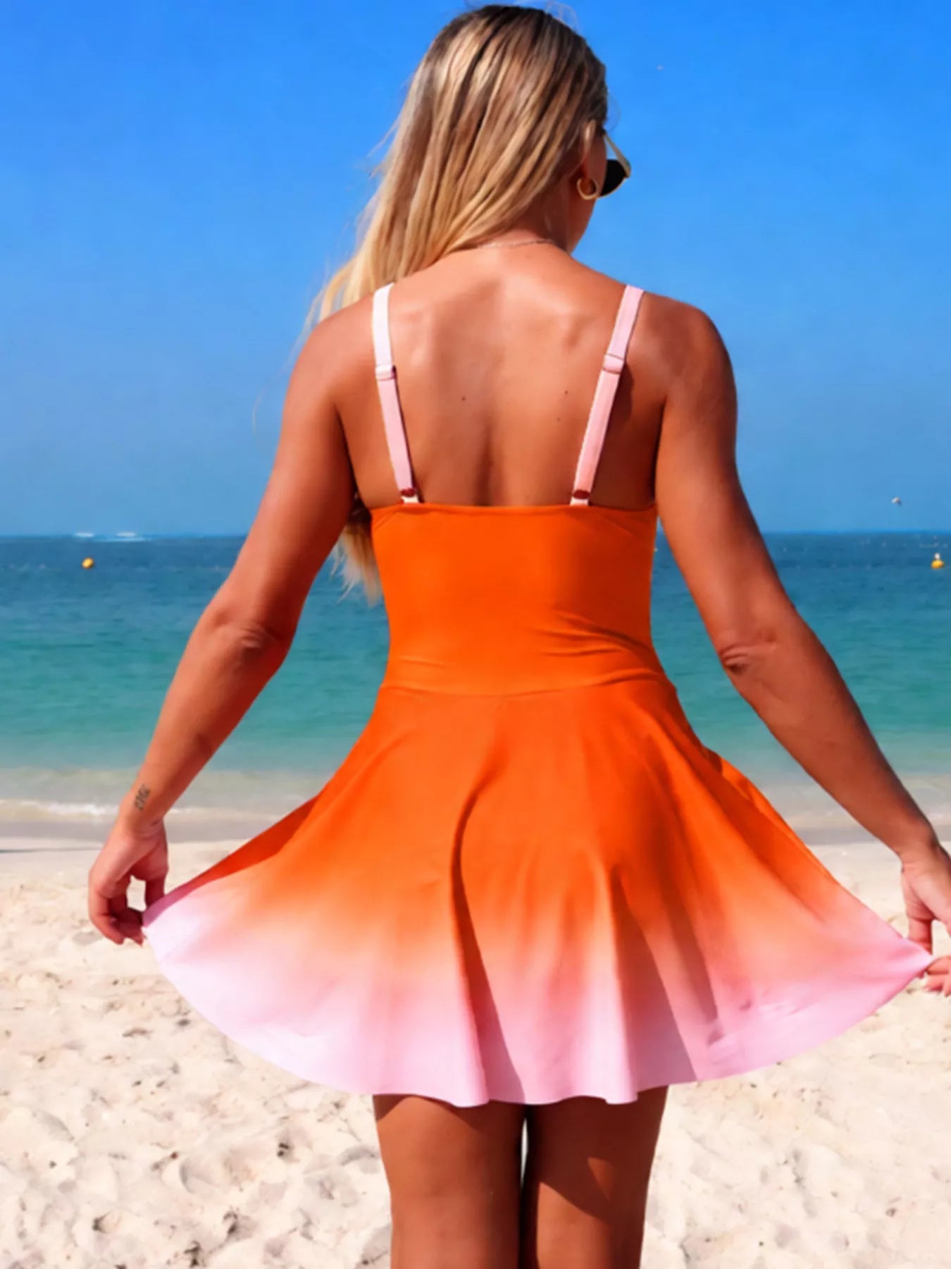 Women's V - Neck Gradient One - Piece Swimsuit - Stylish Summer Beachwear - Plush Fashion Hub