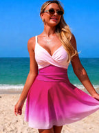 Women's V - Neck Gradient One - Piece Swimsuit - Stylish Summer Beachwear - Plush Fashion Hub